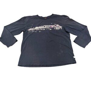 Mooks Shirt Men XL Blue 90s Graphic Tee Long Sleeve Crew Neck Adult